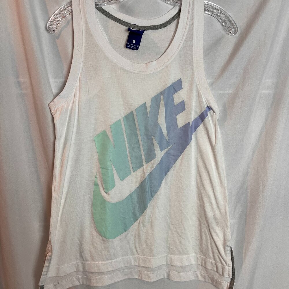 Women's White Racerback Nike Tank with Graphic Size S